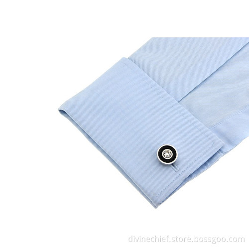 High Quality Polishing Black Paint Cufflinks With White Crystal For Men